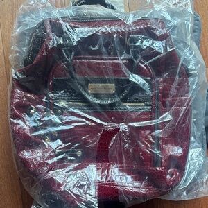 Samantha Brown Red Crocodile-Embossed Women's Backpack